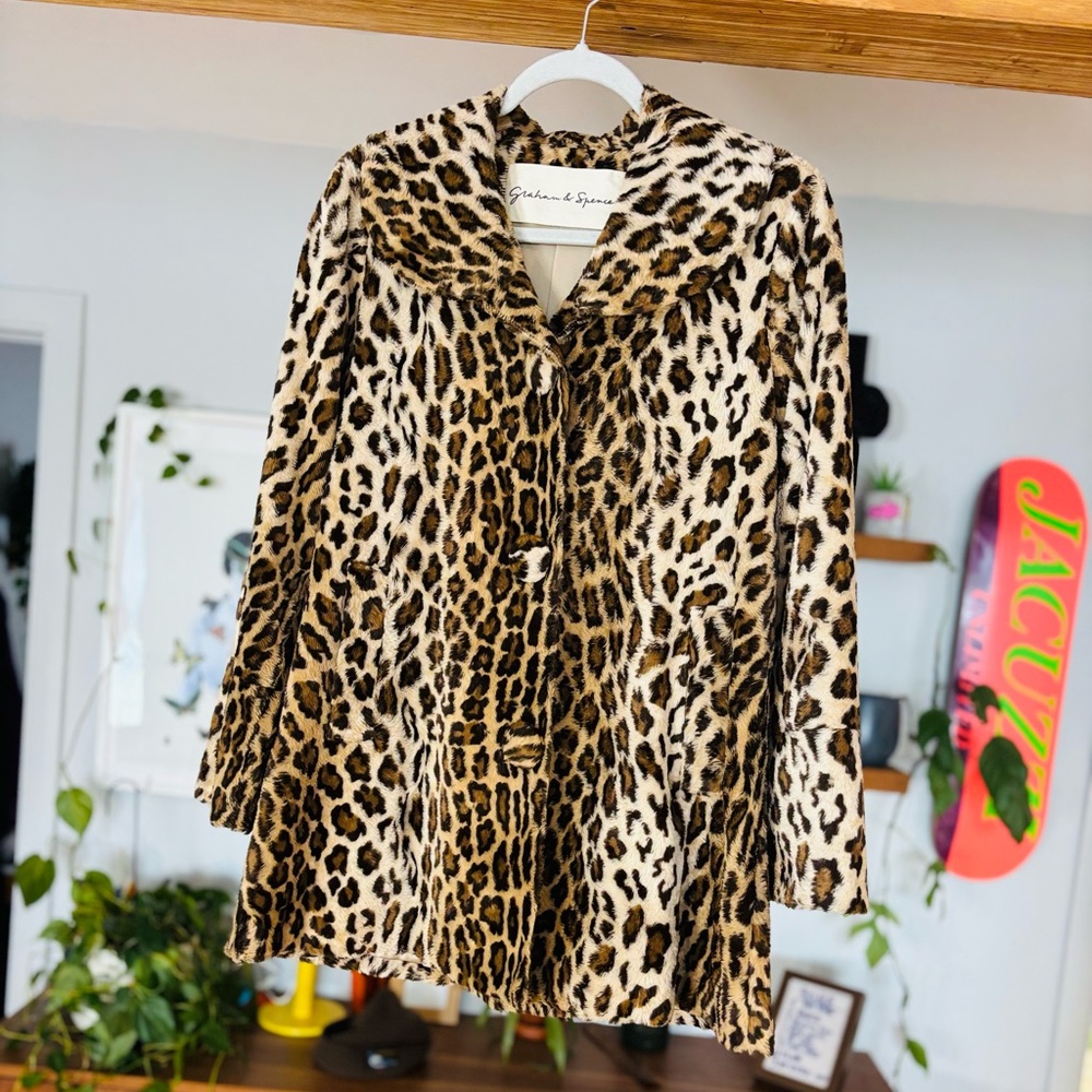 Graham & Spencer Leopard Velvet Coat | Silk Lined | Made in USA | LIKE NEW